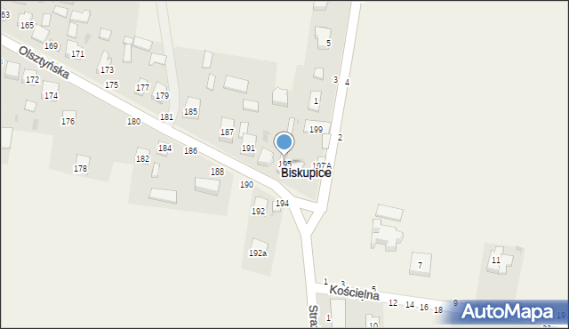 Biskupice, Olsztyńska, 195, mapa Biskupice