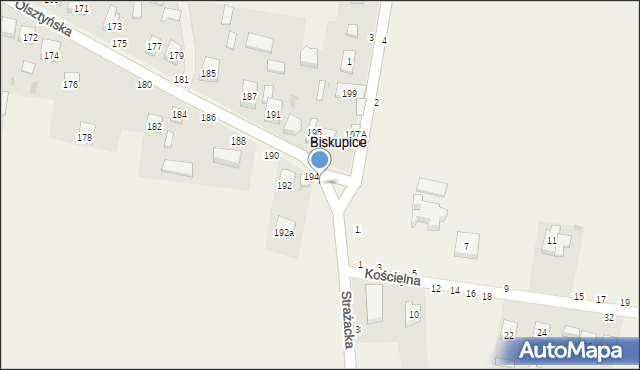 Biskupice, Olsztyńska, 196, mapa Biskupice