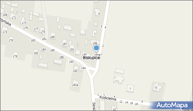 Biskupice, Olsztyńska, 197A, mapa Biskupice