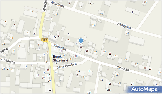 Borek Strzeliński, Oławska, 11, mapa Borek Strzeliński