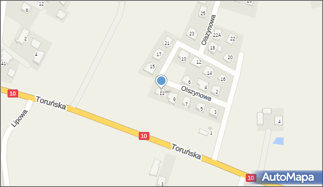 Brzozówka, Olszynowa, 11, mapa Brzozówka