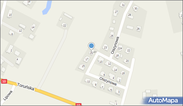 Brzozówka, Olszynowa, 21, mapa Brzozówka