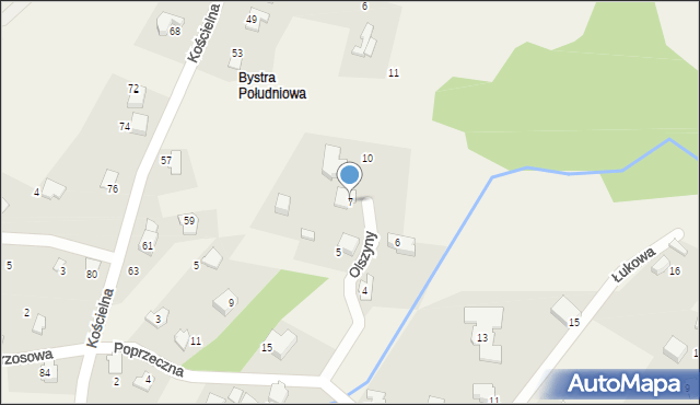 Bystra, Olszyny, 7, mapa Bystra