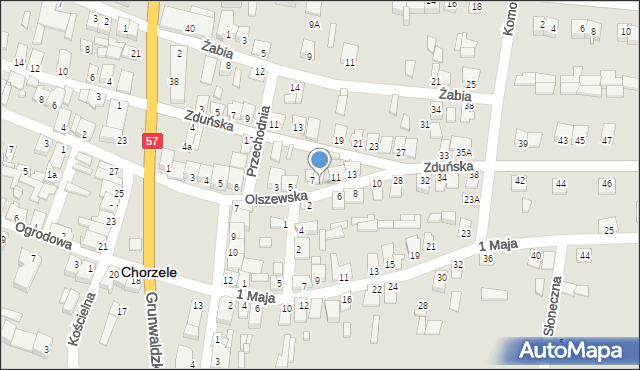 Chorzele, Olszewska, 9, mapa Chorzele