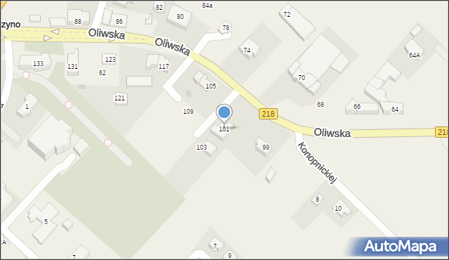 Chwaszczyno, Oliwska, 101, mapa Chwaszczyno