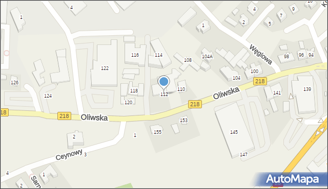 Chwaszczyno, Oliwska, 112, mapa Chwaszczyno