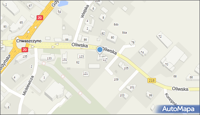 Chwaszczyno, Oliwska, 119, mapa Chwaszczyno