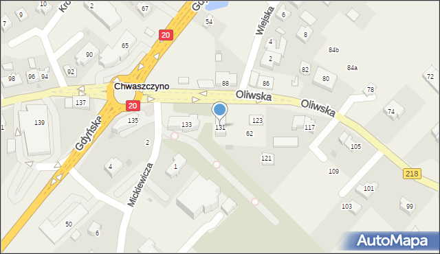 Chwaszczyno, Oliwska, 131, mapa Chwaszczyno