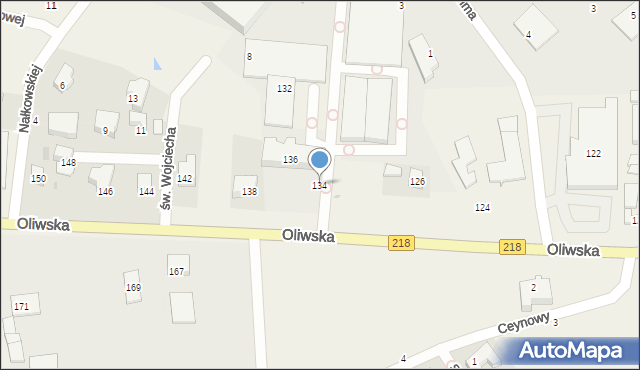 Chwaszczyno, Oliwska, 134, mapa Chwaszczyno