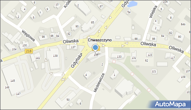 Chwaszczyno, Oliwska, 135, mapa Chwaszczyno