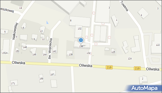 Chwaszczyno, Oliwska, 136, mapa Chwaszczyno