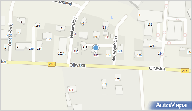 Chwaszczyno, Oliwska, 146, mapa Chwaszczyno