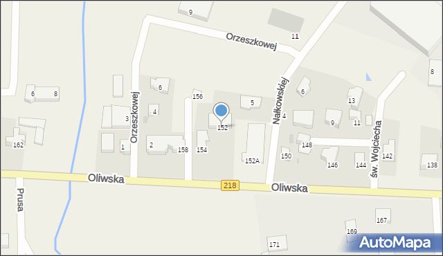 Chwaszczyno, Oliwska, 152, mapa Chwaszczyno