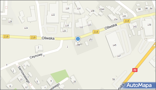 Chwaszczyno, Oliwska, 155, mapa Chwaszczyno