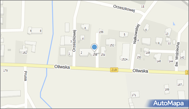 Chwaszczyno, Oliwska, 158, mapa Chwaszczyno