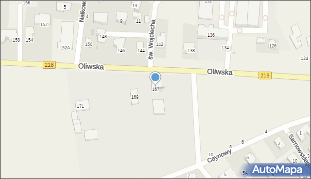 Chwaszczyno, Oliwska, 167, mapa Chwaszczyno