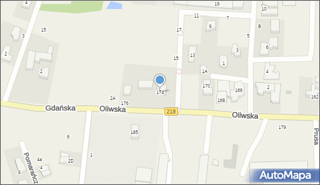 Chwaszczyno, Oliwska, 174, mapa Chwaszczyno