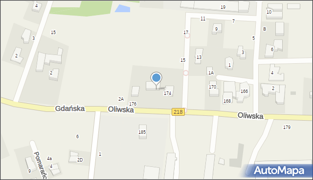 Chwaszczyno, Oliwska, 174A, mapa Chwaszczyno