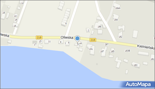 Chwaszczyno, Oliwska, 3, mapa Chwaszczyno