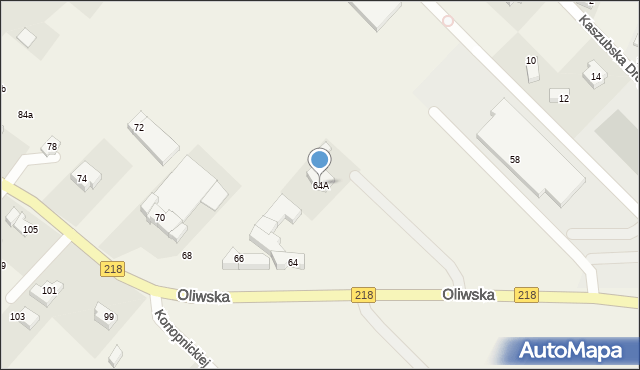 Chwaszczyno, Oliwska, 64A, mapa Chwaszczyno