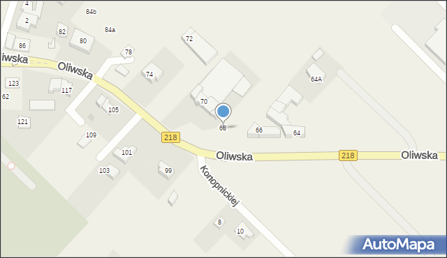 Chwaszczyno, Oliwska, 68, mapa Chwaszczyno