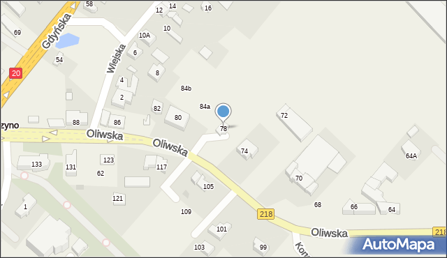 Chwaszczyno, Oliwska, 78, mapa Chwaszczyno