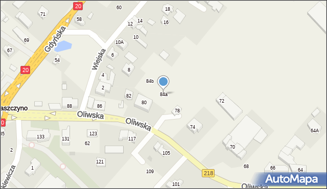 Chwaszczyno, Oliwska, 84a, mapa Chwaszczyno