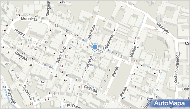 Cieszyn, Olszaka Wacława, 16, mapa Cieszyna