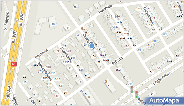 Częstochowa, Olsztyńska, 54, mapa Częstochowy