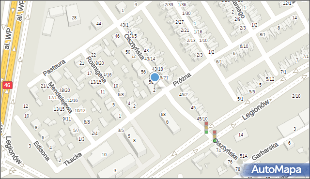 Częstochowa, Olsztyńska, 60, mapa Częstochowy