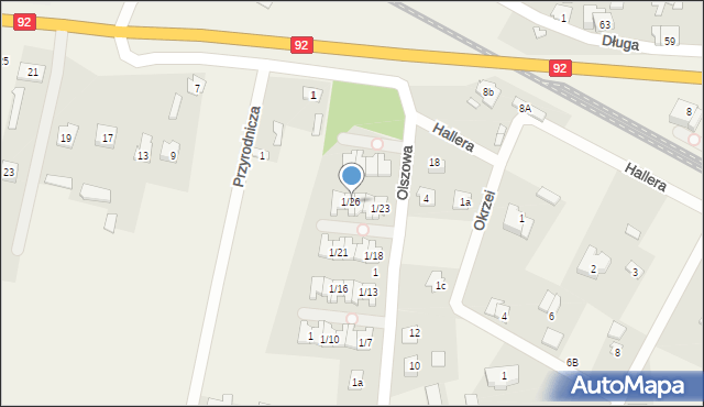 Dębe Wielkie, Olszowa, 1/26, mapa Dębe Wielkie