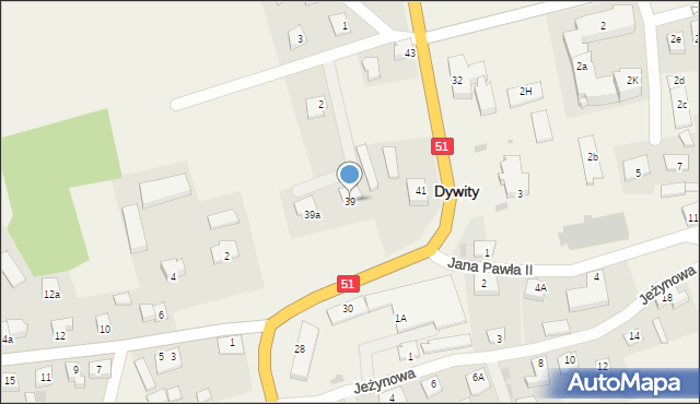 Dywity, Olsztyńska, 39, mapa Dywity