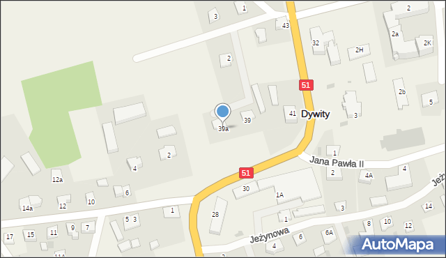 Dywity, Olsztyńska, 39a, mapa Dywity