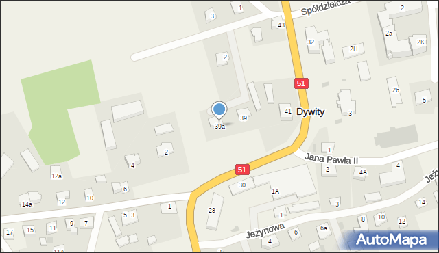 Dywity, Olsztyńska, 39a, mapa Dywity