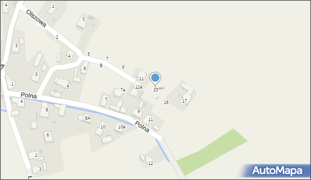 Dziergowice, Olszowa, 13, mapa Dziergowice