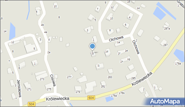 Elbląg, Olchowa, 1c, mapa Elbląga