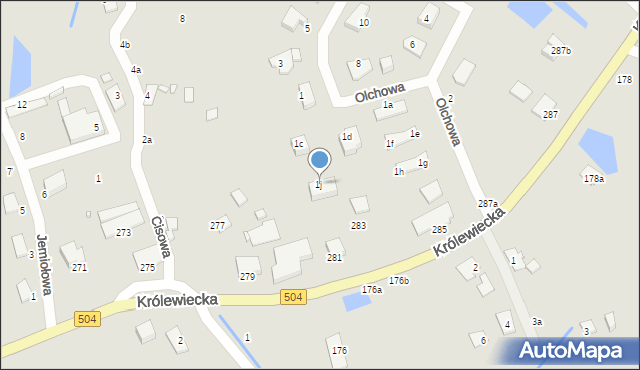 Elbląg, Olchowa, 1j, mapa Elbląga