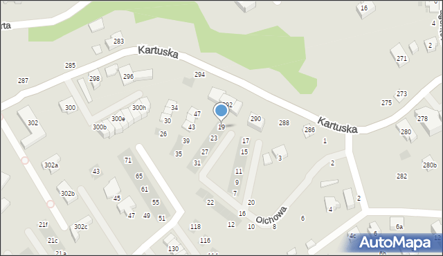 Gdańsk, Olchowa, 19, mapa Gdańska