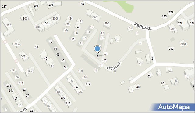 Gdańsk, Olchowa, 7, mapa Gdańska