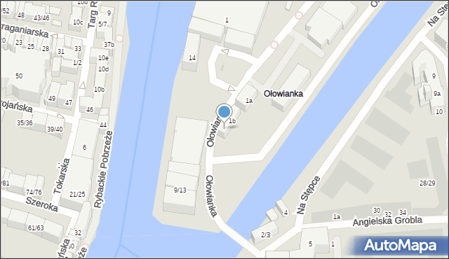 Gdańsk, Ołowianka, 1c, mapa Gdańska