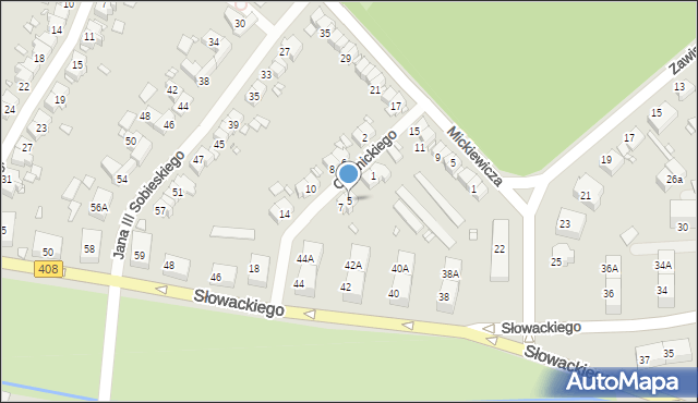 Gliwice, Oleśnickiego, 5, mapa Gliwic