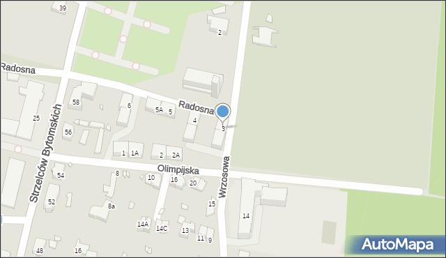 Gliwice, Olimpijska, 3, mapa Gliwic