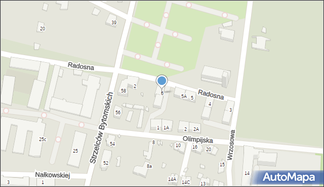 Gliwice, Olimpijska, 6, mapa Gliwic