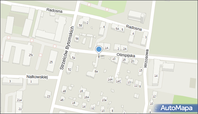 Gliwice, Olimpijska, 8, mapa Gliwic