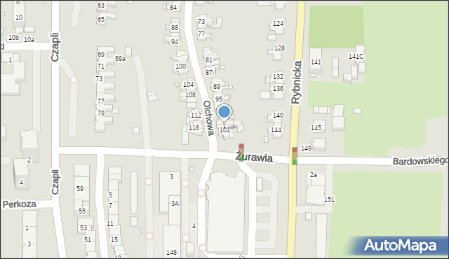 Gliwice, Olchowa, 101, mapa Gliwic