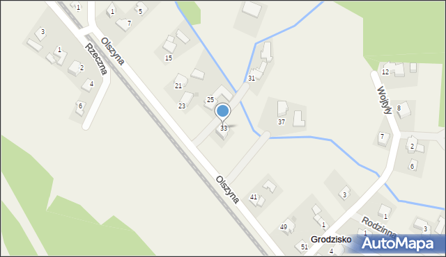 Grodzisko, Olszyna, 33, mapa Grodzisko