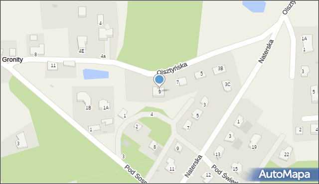 Gronity, Olsztyńska, 9, mapa Gronity