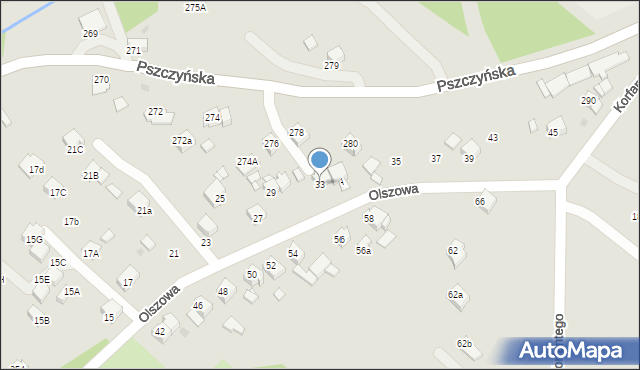 Jastrzębie-Zdrój, Olszowa, 33, mapa Jastrzębie-Zdrój