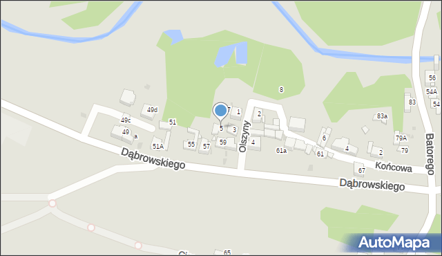 Jaworzno, Olszyny, 5, mapa Jaworzno