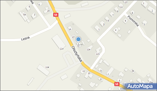 Jedwabno, Olsztyńska, 12, mapa Jedwabno